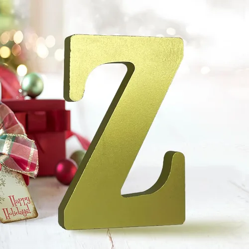 Miniatura 26 de AOCEAN Letras de madera dorada de 6 pulgadas, letras de madera sin terminar para decoración de pared, letras decorativas de pie en rodajas, tablero
