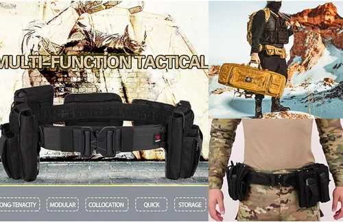 Miniatura 6 de YAKEDA Cinturones Tácticos de Batalla para Hombres - Cinturón Airsoft de Liberación Rápida con Trigger, Cinturones de Servicio Pesado con Bolsas 7