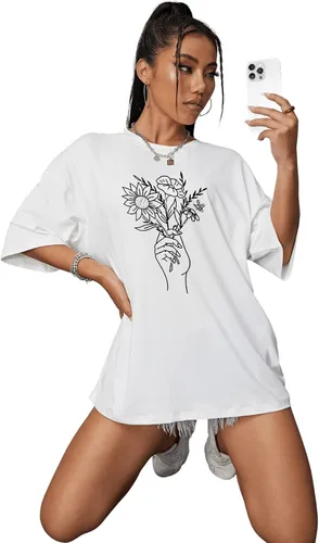 Miniatura 3 de SOLY HUX Camiseta casual de media manga con estampado floral para mujer