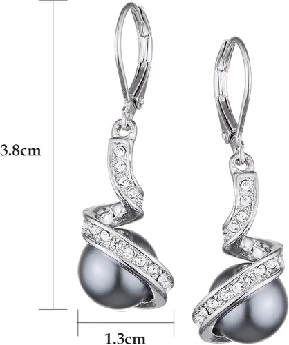 Miniatura 2 de Yoursfs Women Leverback Earrings with AAA Austria Crystal Dangle Pearl Earrings for Women 18K Gold Plated Bridal Jewelry