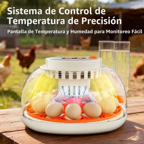 Miniatura 2 de Incubadora de huevos con control de temperatura y humedad, girador automático de huevos, ovoscopio, recarga de botella de agua externa, ventilación