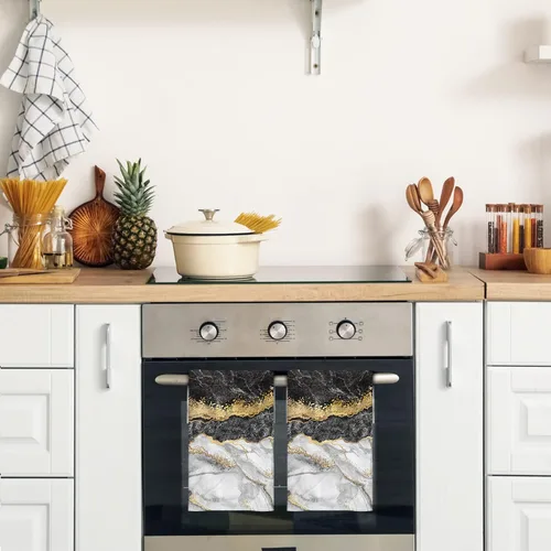 Miniatura 4 de HAISUKA Toallas de mano de mármol negro y dorado para baño, toallas de baño decorativas suaves y absorbentes, toallas de mano modernas abstractas
