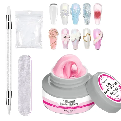 Miniatura 8 de Gel constructor sólido para uñas, 8.47 oz, 4 onzas, kit de uñas de gel constructor, no pegajoso para extensión de uñas, solución de engrosamiento
