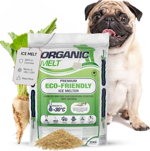 Organic Melt Premium Granular Ice Melt es un producto ecológico y seguro para deshielo de mascotas. Es un gran derretimiento de hielo seguro para 1