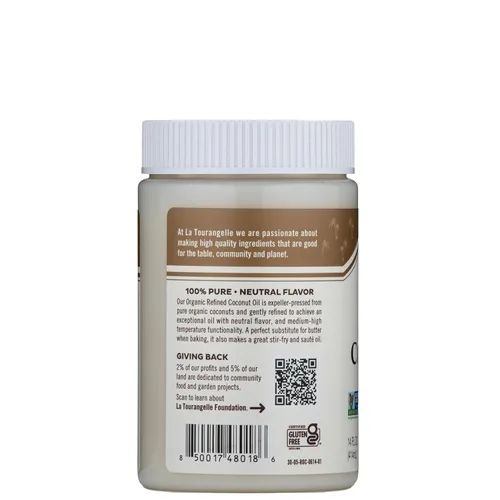 Miniatura 2 de La Tourangelle, Aceite de coco orgánico, refinado, para cocinar, hornear, cabello y cuidado de la piel, prensado con expulsor, 14 fl oz