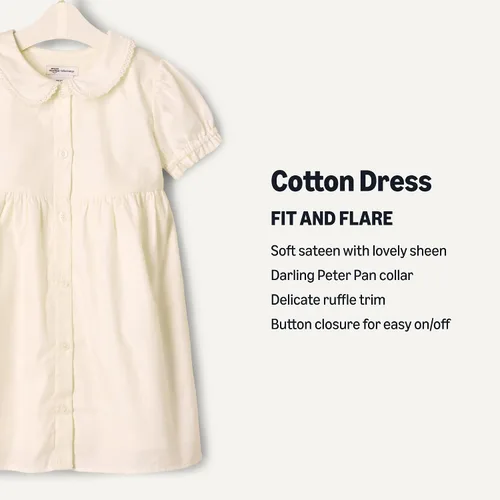 Miniatura 3 de Tienda Essentials Vestido de satén de algodón con cuello para bebé niña
