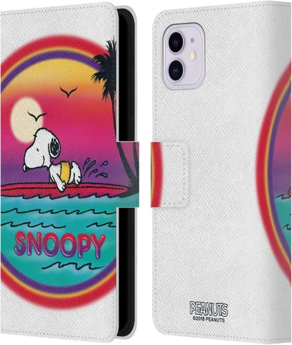 Head Case Designs Funda de piel con licencia oficial de Peanuts Beach Surf Snoopy Boardwalk Airbrush compatible con Apple iPhone 11
