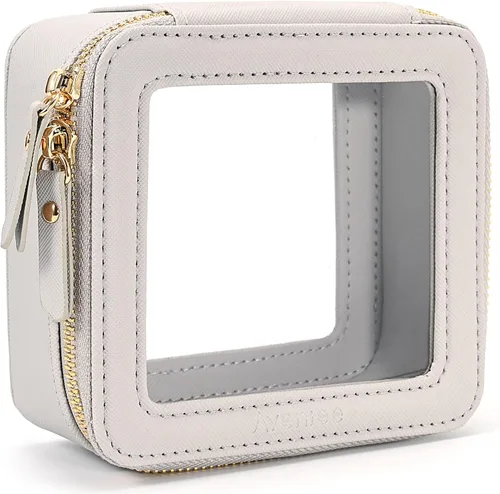 Miniatura 58 de Aveniee Organizador de bolsa de maquillaje transparente, bolsa de aseo de viaje para mujer, bolsa de cosméticos impermeable con cremalleras, Rosa