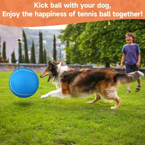 Miniatura 2 de QDAN Pelota de tenis gigante grande para perros: pelota grande de 9.5 pulgadas para perros para jugar al aire libre, pelotas de tenis grandes