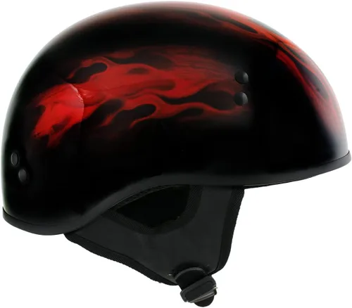 Miniatura 3 de Hot Leathers HLD1018 Casco de motocicleta 'Red Flame Skull' con aprobación DOT, gorro con calavera para hombres y mujeres motociclistas - Media