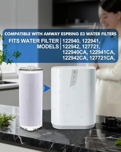 Miniatura 2 de 122943 Cartucho de repuesto para filtro de agua, filtro de carbono 3 en 1 e3 + prefiltro compatible con el sistema de filtro de agua Amway Espring