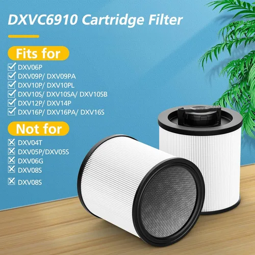 Miniatura 2 de DXVC6910 - Filtro de cartucho de repuesto compatible con aspiradora DeWalt DXV06P DXV09P DXV10P DXV10PL DXV10SA DXV12P DXV14P DXV16P para aspiradora