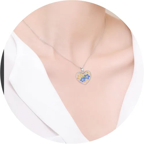 Miniatura 18 de Collar de flores silvestres prensadas con encaje de Forget-Me-Not y Queen Anne Collar de flores prensadas de oro Collares hechos a mano