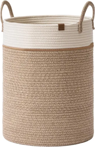 LA JOLIE MUSE Cestas de Almacenamiento de Cuerda Tejida - Cesta Alta de Algodón para Ropa Sucia, Juguetes para Niños y Cesto para Ropa de Guardería