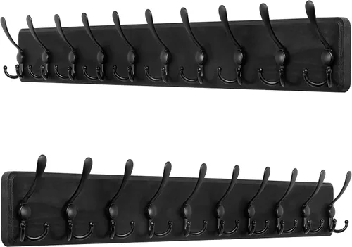 Miniatura 27 de SKOLOO Perchero de pared montado en la pared de estilo rústico: Perchero de pared de pino de madera auténtica de 40,6 cm de orificio a orificio