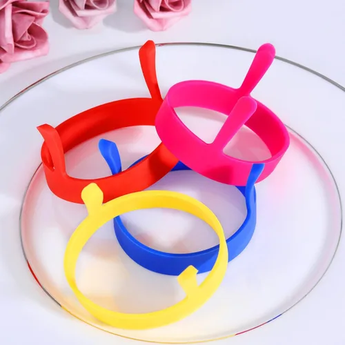 Miniatura 7 de 4 piezas de anillos de huevo de silicona, moldes antiadherentes redondos para desayuno, herramienta de molde para el hogar, anillos de cocina, molde