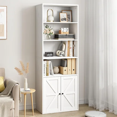 IDEALHOUSE Estantería industrial con puertas de 11.8 pulgadas de profundidad, estantes de almacenamiento de 71.4 pulgadas de alto, estanterías de