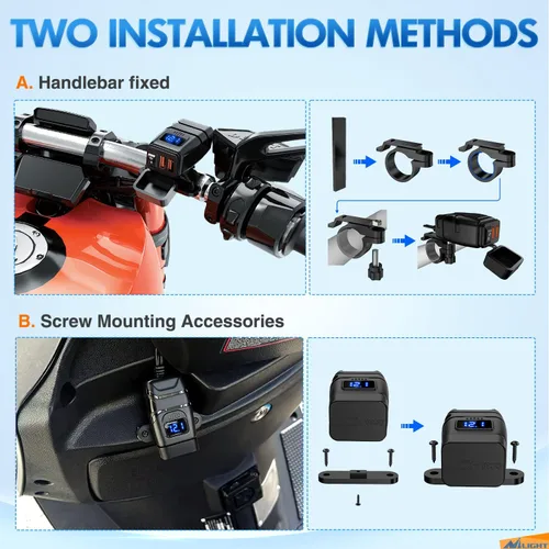 Miniatura 3 de Nilight Cargador de motocicleta con voltímetro de 12 V, interruptor de encendido y apagado independiente, adaptador USB SAE en línea, fusible de 10