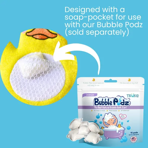 Miniatura 2 de TruKid Yumberry Bubble Podz & BubbleGlove Set – Cápsulas de baño de burbujas con 2 guantes de lavado para niños y niños pequeños