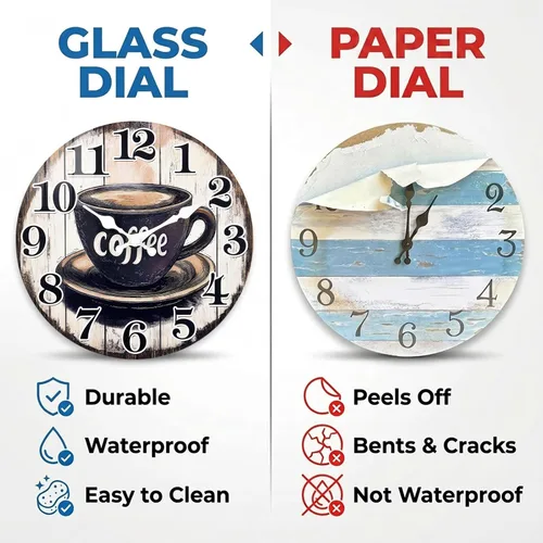Miniatura 2 de Reloj de pared vintage con letrero de café para cocina, estilo rústico, funciona con pilas, para cocina/cafetería/comedor/hogar (12 pulgadas)