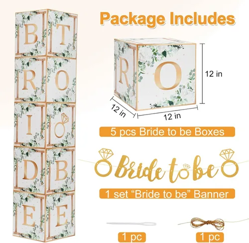 Miniatura 5 de Cajas de novia para decoración de despedida de soltera, globos, pancarta de letrero de novia de la novia de Miss To Mrs para boda, despedida