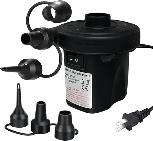 Miniatura 9 de Aida & Hani Bomba de aire eléctrica para inflables, descalentamiento rápido y bombas de inflador con 3 boquillas, enchufe de 110 V para colchón