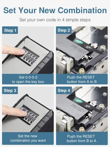 Miniatura 7 de Caja de seguridad Puroma para llaves con gancho para llaves, combinación de 4 dígitos reseteable, almacenamiento seguro de llaves impermeable, gran