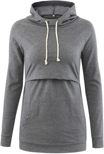 Miniatura 2 de Liu & Qu Sudadera de lactancia con capucha de manga larga para mujer, con bolsillo, ropa casual