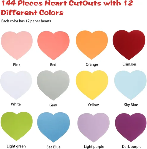 Miniatura 2 de 144 piezas de corazones de papel de 6 pulgadas en forma de corazón tarjetas grandes con forma de corazón troquelado para manualidades del día de San