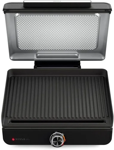 Ninja Sizzle GR100 - Parrilla sin humo para interiores, parrilla de cocina de alto calor de 500°F con placa antiadherente de 14 pulgadas, tecnología