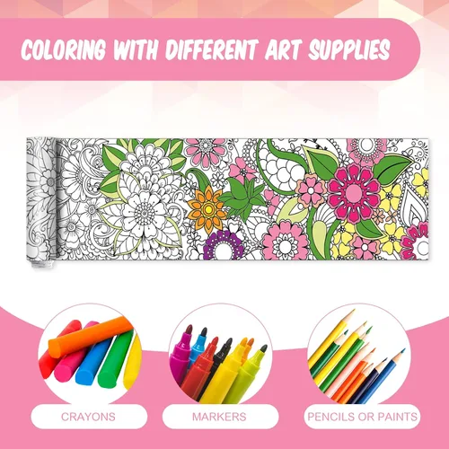 Miniatura 3 de Colarr Paquete de 3 pósteres gigantes de mandalas para colorear de 118 x 11.8 pulgadas, diseño de mandala gigante, hoja para colorear, pancarta