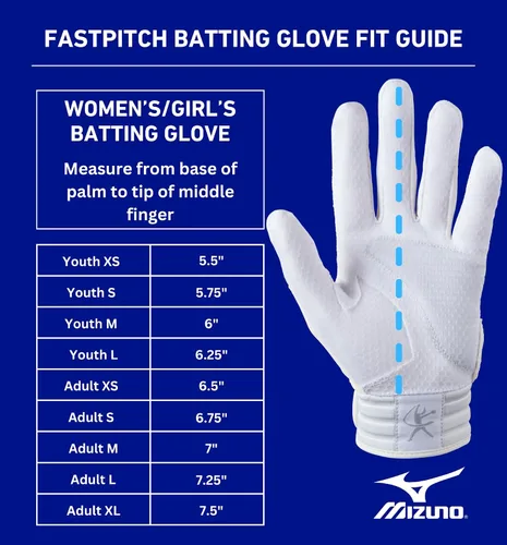 Miniatura 2 de Mizuno Finch Softball - Guantes de bateo acolchados Par Adulto y joven Palma antideslizante Palma acolchada Parte trasera de malla