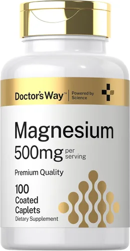 Doctor's Way Suplemento de magnesio de 500 mg | 100 cápsulas recubiertas | Óxido de magnesio | Vegetariano, sin OMG, sin gluten