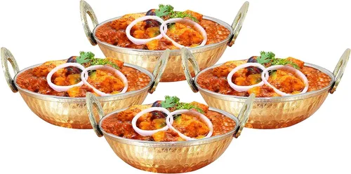 Miniatura 8 de Karahi de acero inoxidable de alta calidad con fondo de cobre, utensilios multiusos indios, juego de 2 Kadhai, 5 pulgadas