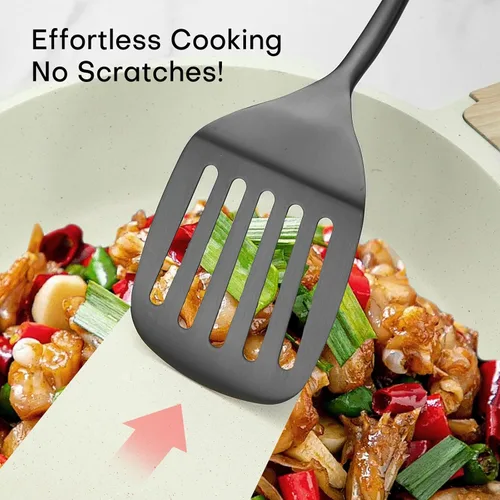 Miniatura 3 de Lazycorner Juego de utensilios de cocina de 9 piezas de acero inoxidable 304 con acabado espejo pulido, cucharas para cocinar, cuchara ranurada