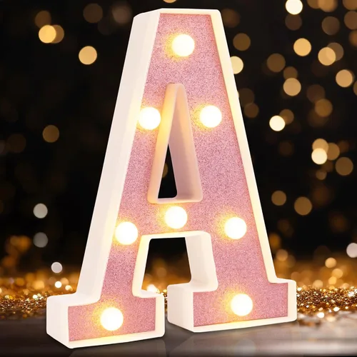 Letras pequeñas de marquesina LED, letras iluminadas, luces de letras LED de 8.58 pulgadas, letrero iluminado a pilas para mesa, fiesta, cumpleaños,