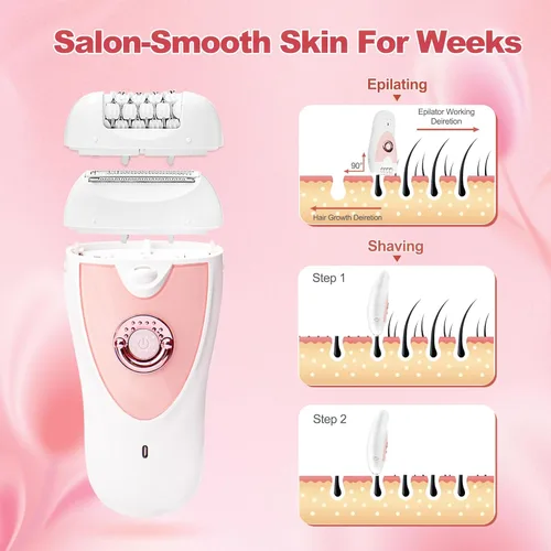 Miniatura 3 de Depiladora para mujer, depilación 2 en 1 para la cara de las mujeres, dispositivo removedor de pelo recargable, depiladora de deslizamiento suave