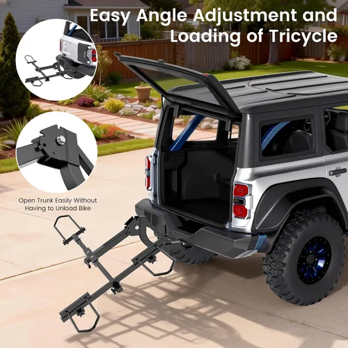 Miniatura 7 de ABORON Soporte para Triciclo, Soporte de Enganche para Triciclo de Neumáticos Gruesos de 5" para SUV, Camión, Furgoneta, RV, Se Ajusta a Receptor