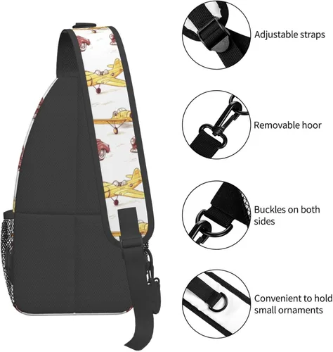 Miniatura 3 de Small Crossbody Bags for Women Men - Vintage Car Plane Print Adjustable Shoulder Bag Fanny Packs Belt Sling Bag Crossbody Purses Backpack for Travel
