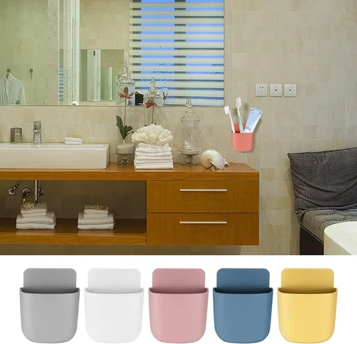 Miniatura 5 de 6 soportes para control remoto montado en la pared, autoadhesivo, para teléfono, bolígrafo, maquillaje, brochas de maquillaje, soporte para gafas