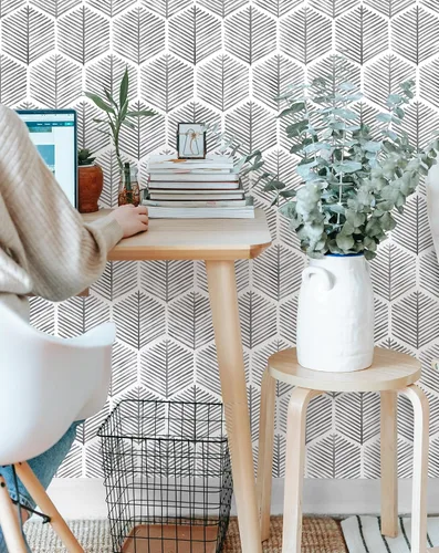 Miniatura 5 de MelunMer Papel Tapiz Moderno Gris Despegar y Pegar Boho Papel de Contacto para Gabinetes/Cajones 590 Pulg L 17.3 Pulg A Papel Tapiz Autoadhesivo