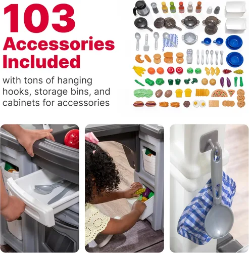 Miniatura 12 de Step2 Grand Walk-in - Juego de cocina y parrilla para niños, cocineta para interiores y exteriores, juego interactivo con luces y sonidos, plástico