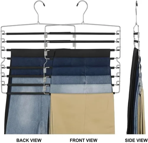 Miniatura 7 de USTECH Perchas de 8 niveles para pantalones (juego de 2) Percha de columpio de varios niveles con acolchado de espuma y brazo extraíble Perchas