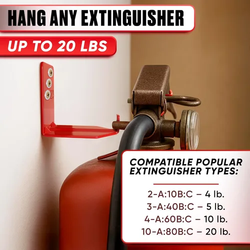 Miniatura 3 de Soporte de pared para extintor de incendios para el hogar, 4 soportes de extintor de incendios ajustables para la casa, tornillos de soporte
