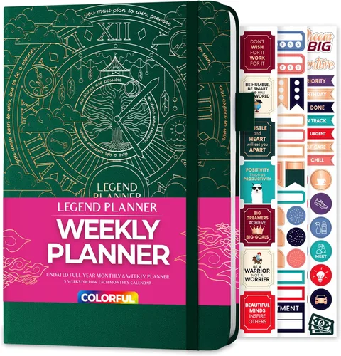 Legend Planificador Semanal Colorido 2ª Edición – Agenda de Vida y Trabajo Sin Fecha para Gestión del Tiempo, Establecimiento de Objetivos,
