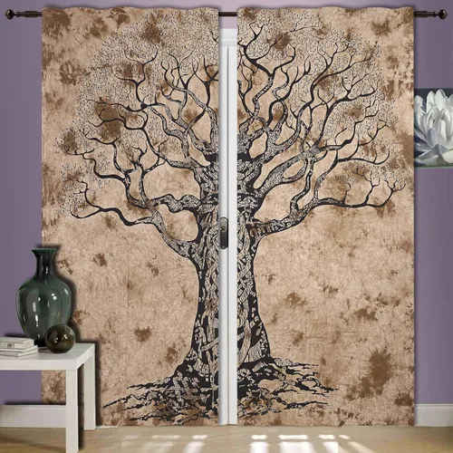 Miniatura 6 de Cortinas de ventana de mandala hippie indio, gitano, bohemio, sol, luna, hermosas cortinas para dormitorio, sala de estar, balcón, cenefa