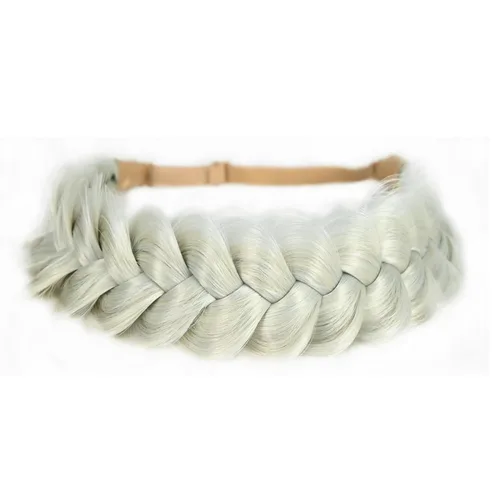 Miniatura 37 de Diadema trenzada sintética clásica de cabello con hebras anchas para boda, trenzas esponjosas desordenadas, banda para peluca, accesorio de belleza