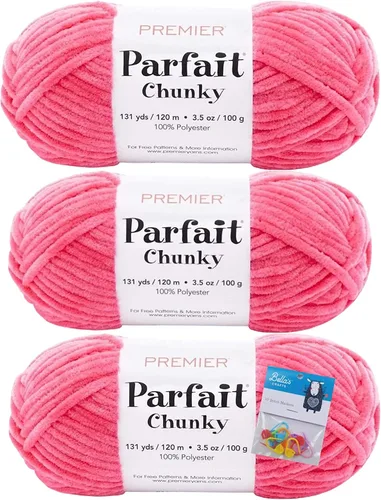 Miniatura 41 de Premier Yarns Parfait - Paquete de 3 unidades de felpilla gruesa de 3.5 onzas, peso supervoluminoso, paquete de 3 unidades con soportes para puntada