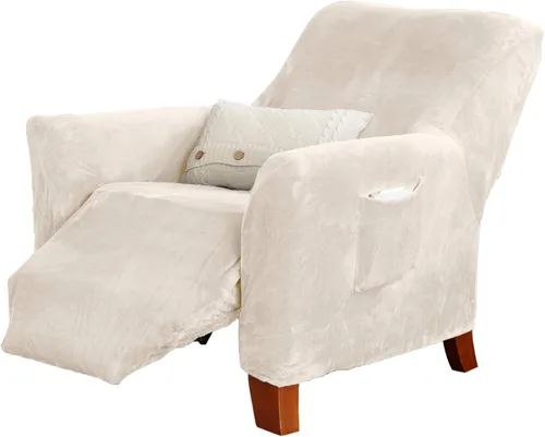 Miniatura 25 de Great Bay Home Funda elástica de felpa de terciopelo para silla con brazo, protector de muebles de silla de terciopelo, suave, antideslizante, alta
