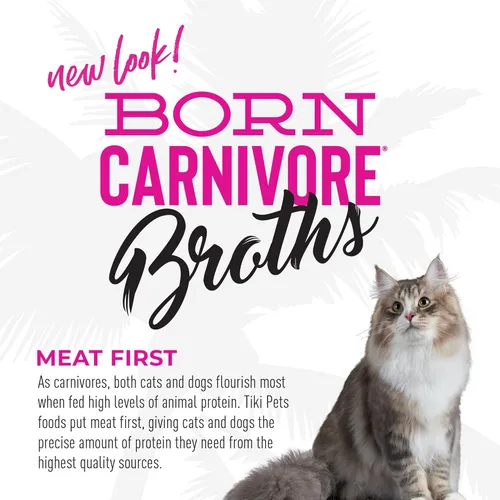 Miniatura 9 de Tiki Cat Born Carnivore Broths, receta de salmón, suplemento de hidratación y sabor, suplemento de comida para gatos, bolsa de 1.3 onzas